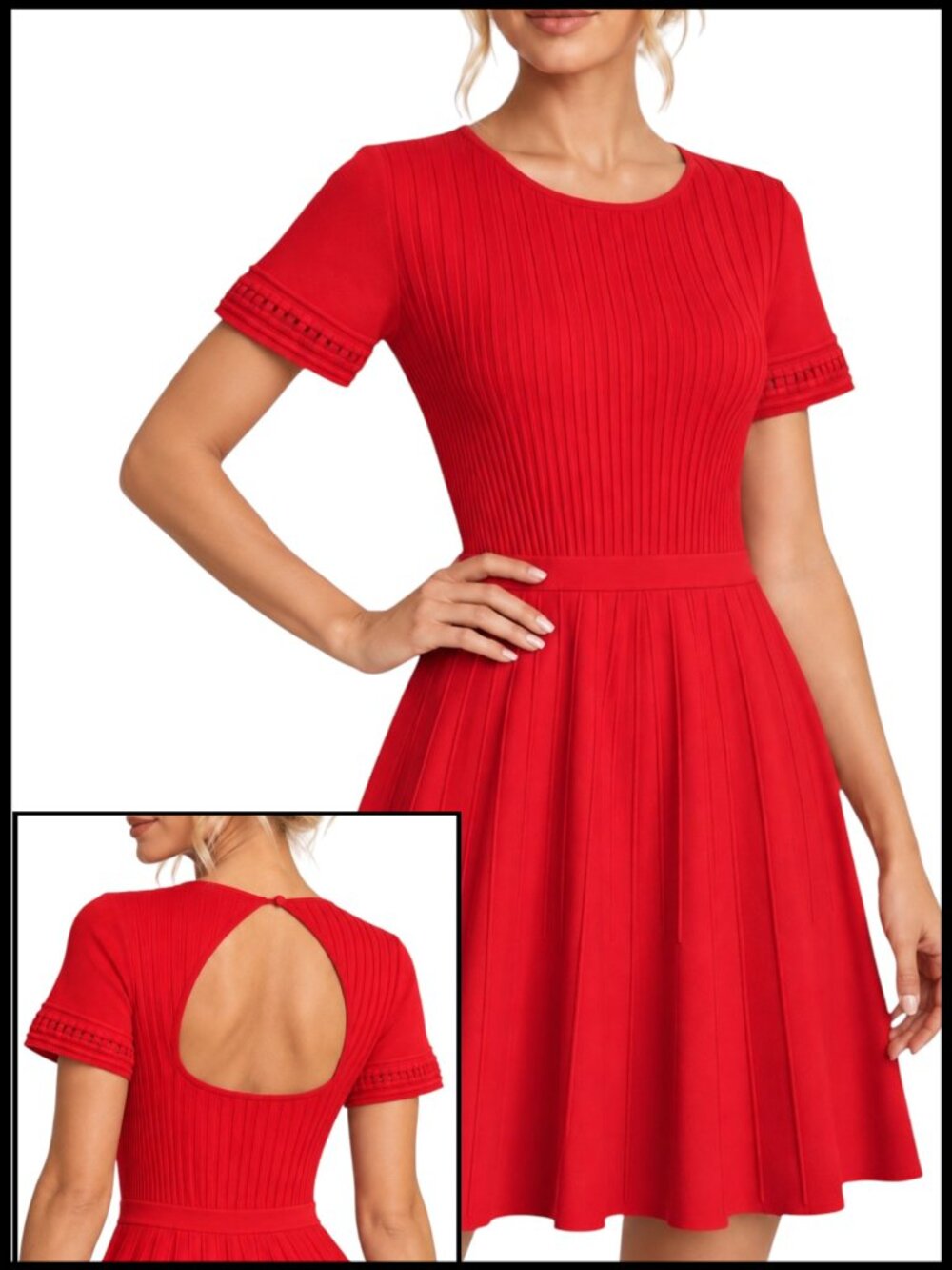 Parker Hamilton Knit Dress Ruby Red Fit & Flare Mini XS